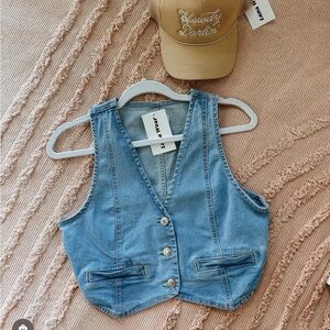 NWT Denim Button-Up Vest